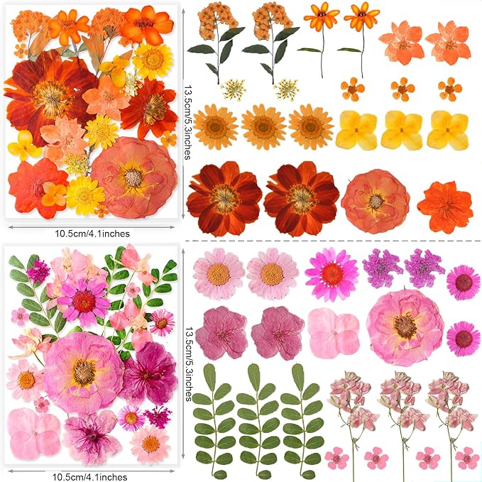 269PCS Dried Pressed Flowers for Resin Craft - YouthBro Real Nature Flowers Set with Butterfly Stickers for DIY Jewelry Nail Scrapbook Art Floral Decors Iridescent