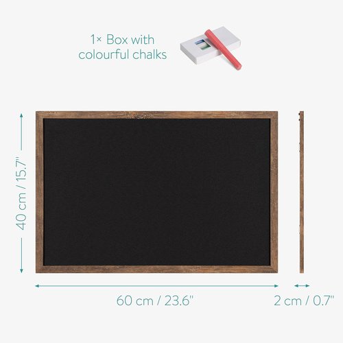 Navaris Framed Chalkboard - 16" x 24" Wall-Mounted MDF Board for Kitchen, Kids, or Office | Hang Vertically or Horizontally