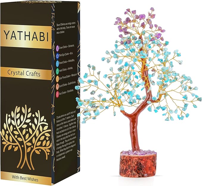 Turquoise Amethyst Tree of Life - Feng Shui Money Crystal - Natural Amethyst - Spiritual Gift - Positive Energy - Good Luck Charm
