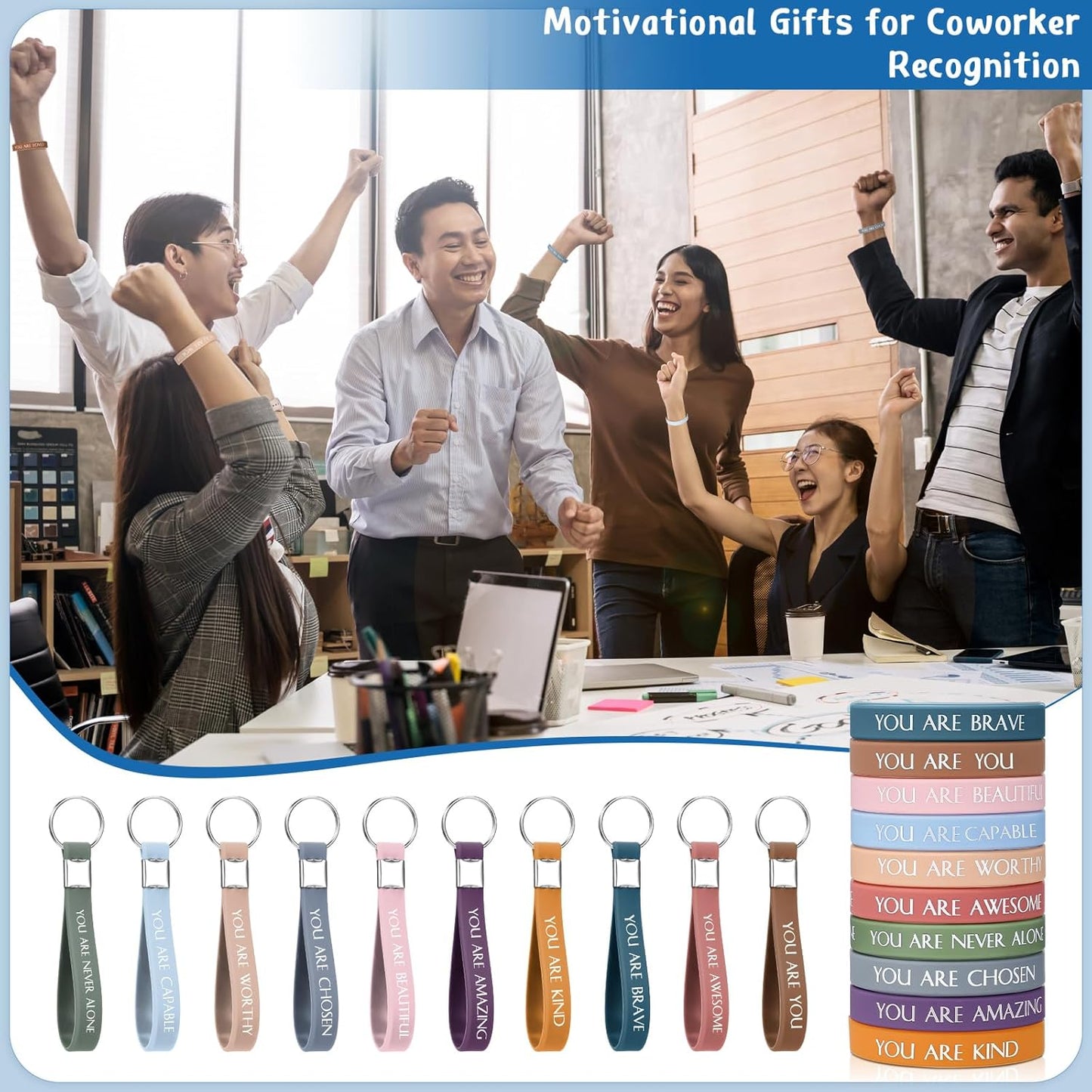 Sratte 120 Pcs Motivational Wristbands - Inspirational Employee Appreciation Gifts for Coworkers