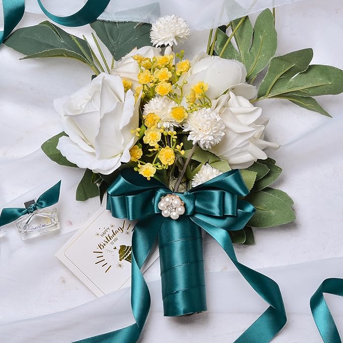 YAMA Double Face Satin Ribbon - 5/8" 25 Yards for Gift Package Wrapping,Floral Design,Hair Bow Clip Making,Crafting,Sewing,Wedding Decor, Teal