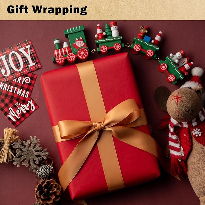 RUSPEPA Red Kraft Wrapping Paper Roll, 17.5"x 393"(32.8'), Recyclable Red Gift Wrap Paper for Christmas Gift Wrapping, Table Covering, Art & Craft Supplies, Mother's Day Bouquet Flower, 80GSM