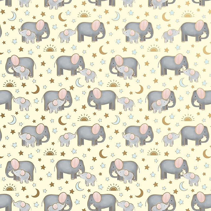 Jillson Roberts Gift Wrap, Baby Elephants (8 Rolls 5 feet x 30 inches)