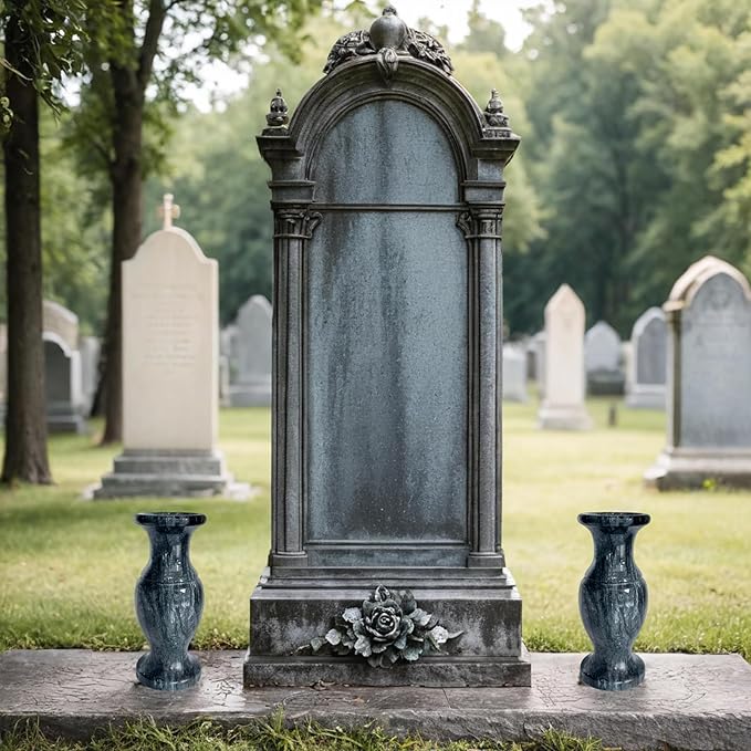 Cemetery Vases for Grave Decorations,Natural Granite Flower Vases for Cemetery. (2)