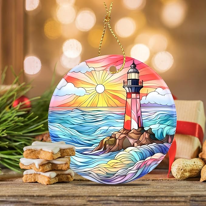 Christmas Ornament, Jocidea Lighthouse Christmas Decorations, Christmas Tree Ornament, Holiday Decor and Xmas Gifts Ideas