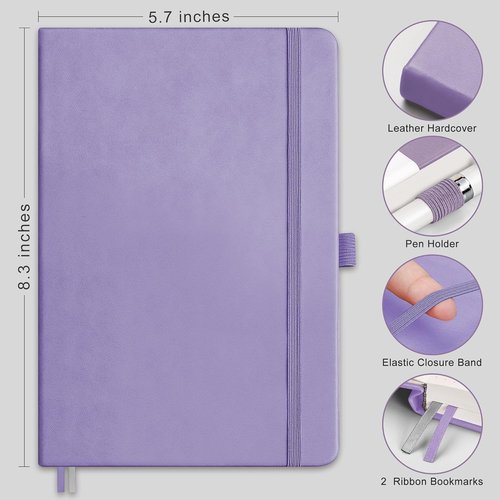 RETTACY A5 Leather Hardcover Blank Journal - 192 Pages of Thick 100 GSM Paper for Sketching & Drawing | Purple