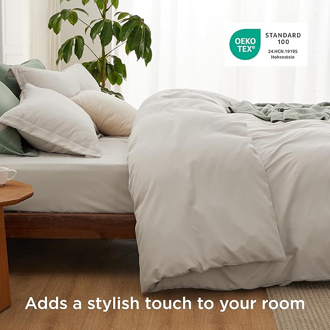 Bedsure Duvet Cover with Fitted Sheet King - Warm Deep Pocket, Hotel Luxury Soft Double Brushed Bedding Set with Zipper Closure, 1 Duvet Cover, 1 Fitted Sheet, 2 Pillow Shams, NO Comforter, Linen