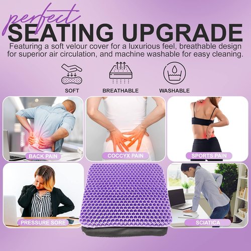 Bulletproof Gel Seat Cushion - Ultra Soft Cooling Gel Pad with Padded Cover | Orthopedic Pressure Relief for Seniors, Car & Office
