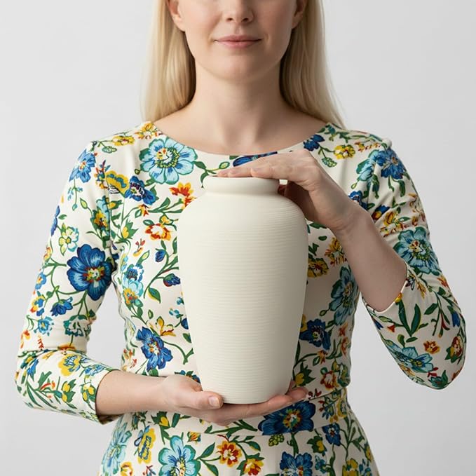 Ceramic Flower Vase,11 Inch Tall Modern Rustic Farmhouse Vases Home Decor,Handmade Pottery Vase Decorations for Living Room,Large Terracotta Floral Vases for Bedroom Table Fireplace Kitchen-White