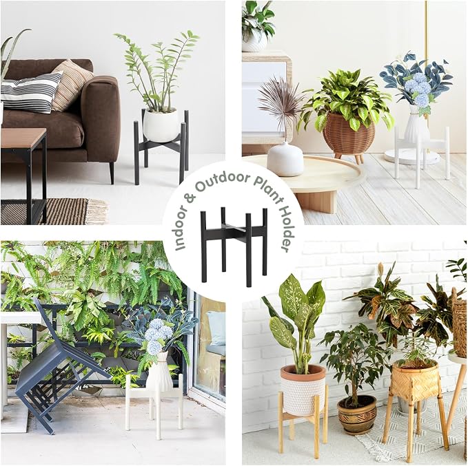 Wood 11.9" x 12.5" Plant Stand Indoor Outdoor, Wooden Single Floor Plant Pot Holder, Natural Plant Stand, Assembly Required (Excluding Potted Plants)