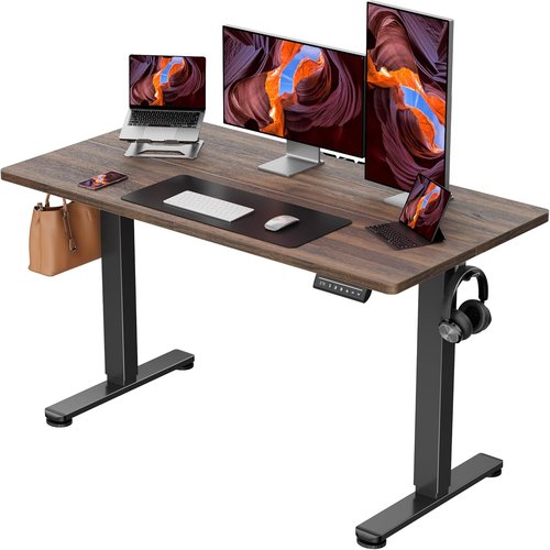 ErGear Electric Standing Desk - Height Adjustable Sit-Stand Home Office Desk, 48 x 24 Inches, Dark Walnut