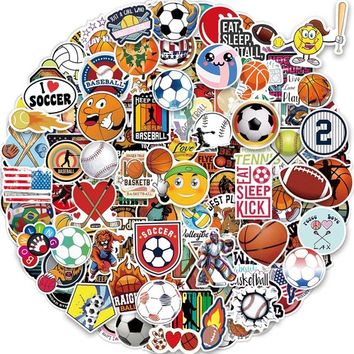 PCNearty Sport Stickers - 300 Pcs Waterproof Vinyl Stickers for Kids' Water Bottles & Laptops