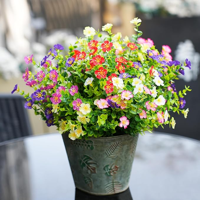 Der Rose 24 Bundles Artificial Flowers for Outdoor Fake Flowers Plants for Home Garden Porch Farmhouse Decor