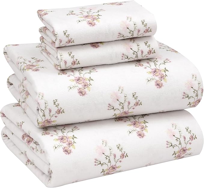 RUVANTI Flannel Sheets King Size - 100% Cotton Brushed King Size Sheets Set - Deep Pockets 16 Inches Bed Sheets - All Seasons Breathable & Extra Soft - Warm & Cozy, 4 Piece, Sovenir