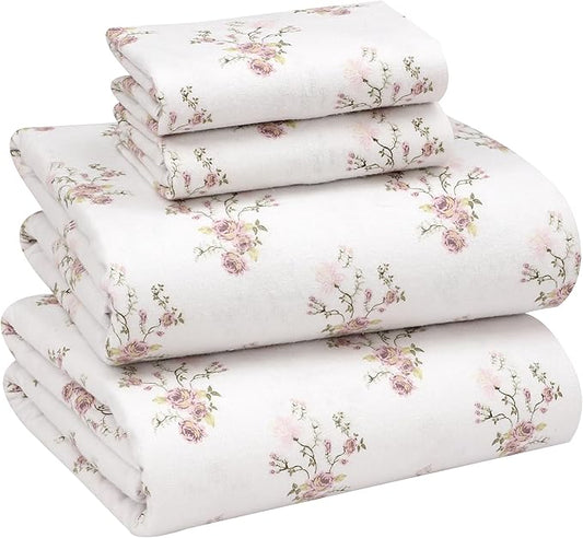 RUVANTI Flannel Sheets King Size - 100% Cotton Brushed King Size Sheets Set - Deep Pockets 16 Inches Bed Sheets - All Seasons Breathable & Extra Soft - Warm & Cozy, 4 Piece, Sovenir