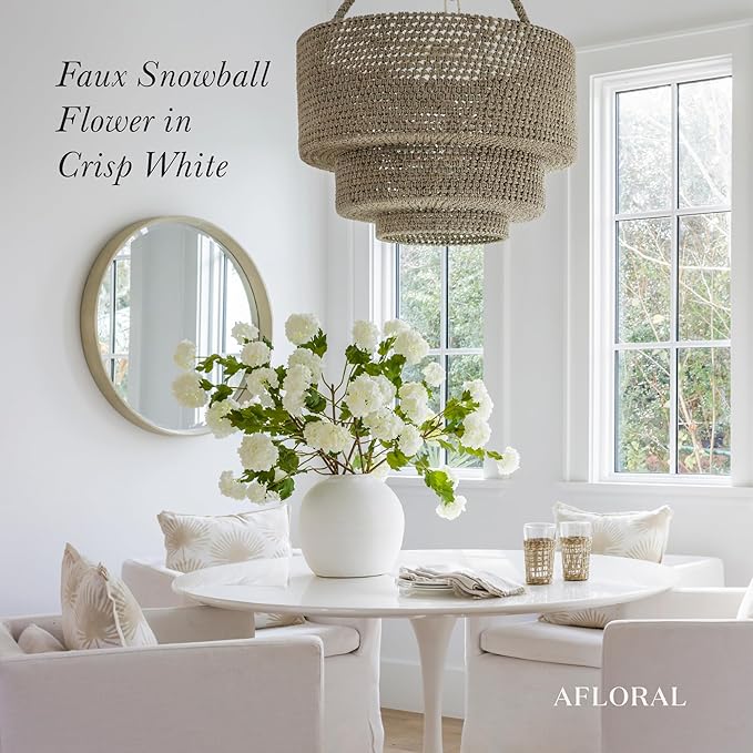 Afloral Faux Snowball Hydrangea in Crisp White - 43.5"