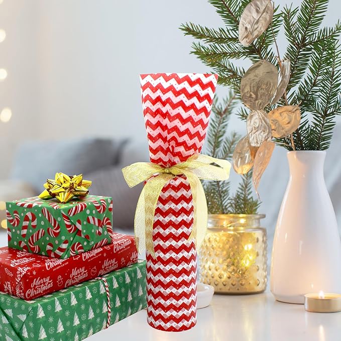160 Sheets Christmas Tissue Paper Assorted Christmas Tissue Paper for Gift Wrapping, Christmas Gift Boxes and Wine Bottles