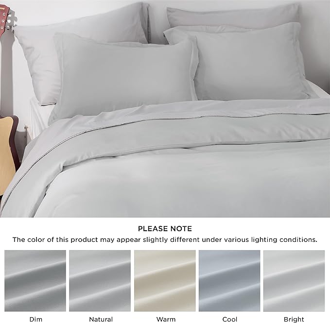 Bedsure Duvet Cover California King Size - Soft Double Brushed Bedding Set for Kids & Adults, Zipper Closure, 3 Pieces, Includes 1 Duvet Cover (104"x98") & 2 Pillow Shams, NO Comforter, Silver Grey