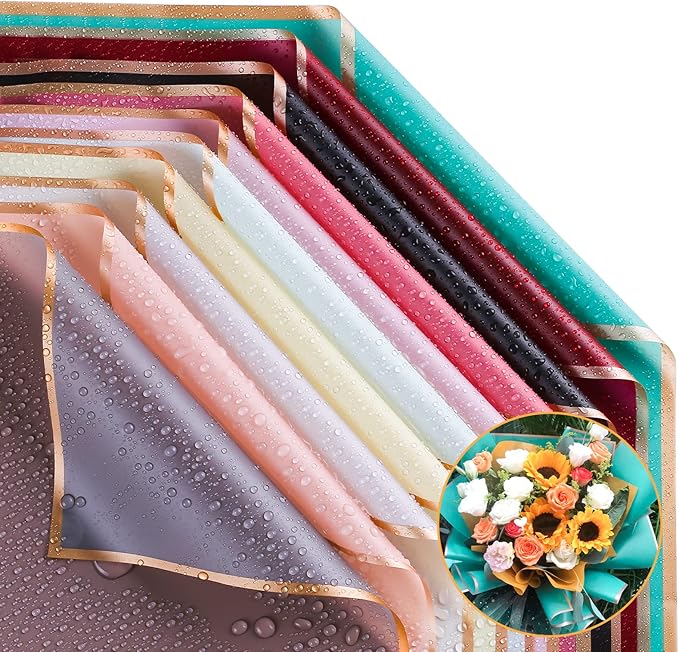 FUSHENMU 20 Sheets Flower Wrapping Paper Flower Bouquet Waterproof Florist Wrap Paper Bouquet Supplies for DIY Crafts Flower Wrapping Gift Packaging