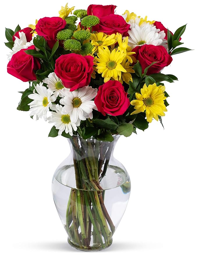 Benchmark Bouquets - Life is Good Pink (Glass Vase Included) - Fresh Flowers for Delivery - Gift for Graduation, Birthday, Anniversary, Sympathy, Get Well, Congratulations