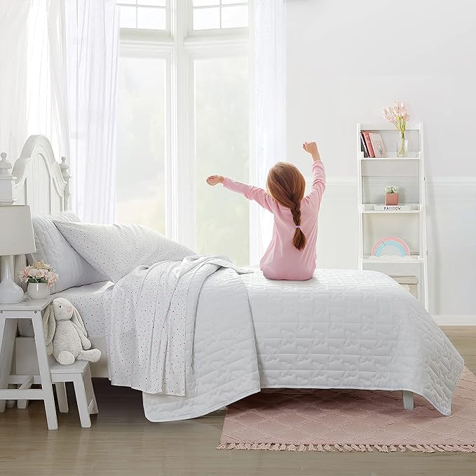 Laura Ashley Kids - Twin XL Sheet Set, Soft & Wrinkle-Resistant Toddler Bedding Set, Deep Pockets, Girl Bed Sheets with Matching Fitted Sheet & Pillowcase (Confetti Pink)