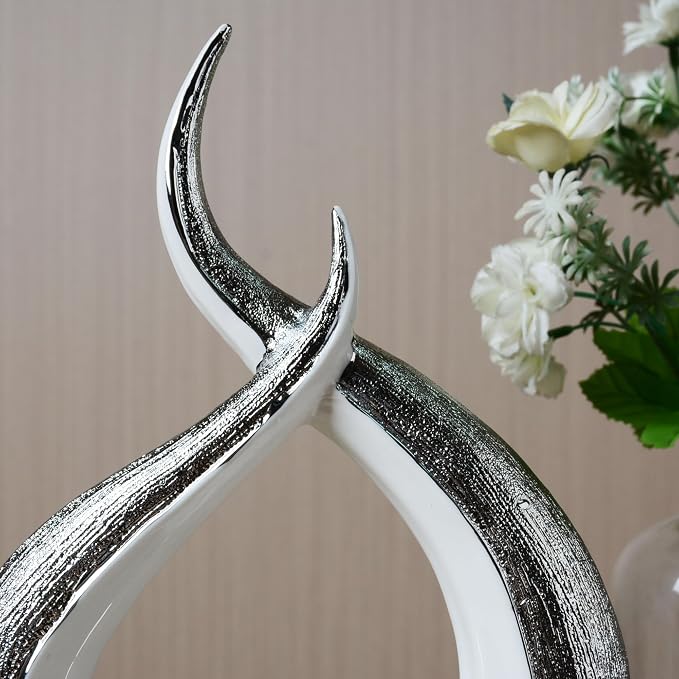 HAUCOZE Abstract Statue Figurine Modern Art Sculpture Home Decor Ceramic Ornament Gift for Bookshelf Desktop Tabletop 10.6 Inch