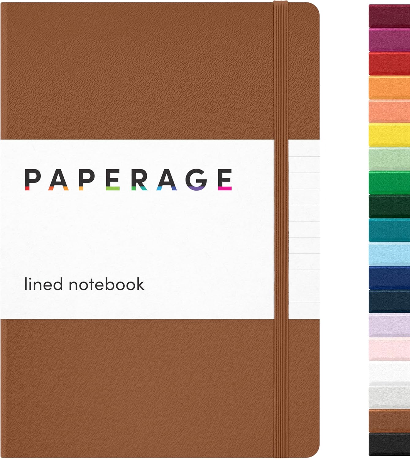 **Paperage Lined Journal Notebook - Medium 5.6" x 8" Cognac | 160 Pages with 100 GSM Thick Paper**