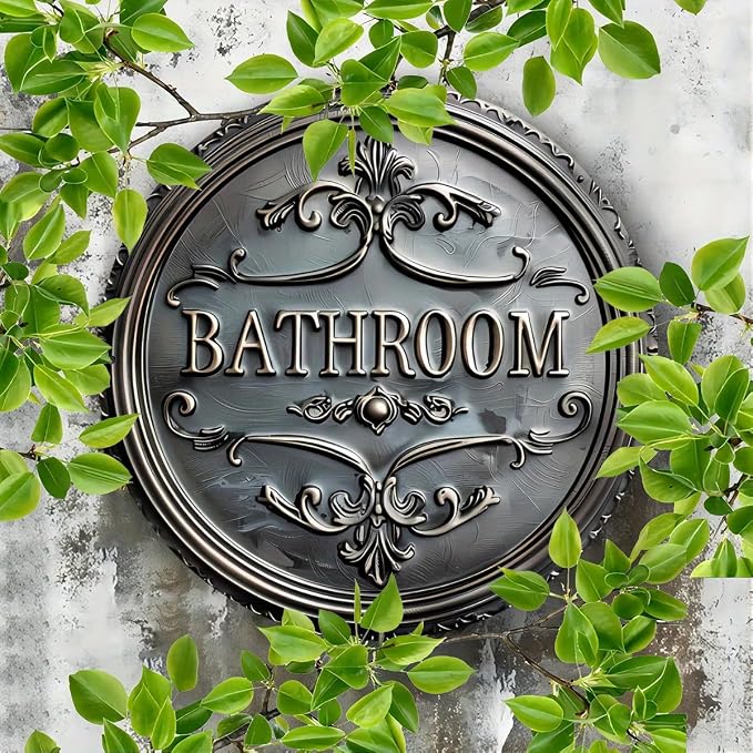 Vintage 'Bathroom' Metal Sign - 8x8 Inch Humorous Wall Art for Home, Bar, Cafe & More - Perfect for Holiday Decor, Gardens, Garages & Gifts