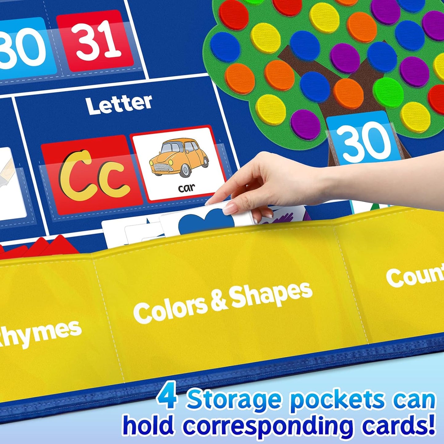 Torlam Circle Time Learning Center - Kids Calendar Pocket Chart & Weather Chart Set for Preschool Activities
