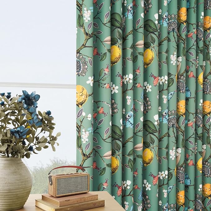 Sage Green Curtains for Living Room Bedroom, Aesthetic Unique Rustic Pinch Pleated Drapes Cottagecore Floral Flower Printed Modern Farmhouse Window Treatment 63 Inch Length 2 Panels