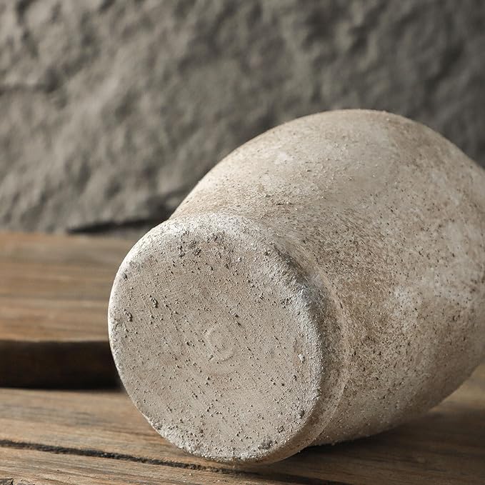 Handmade Porcelain Decorative Vase, Agne Gray, 8.3 x 5.5 inches. Rustic Design exudes Distinctive Charm, complementing Pastoral, Country, and Diverse Decor Styles.