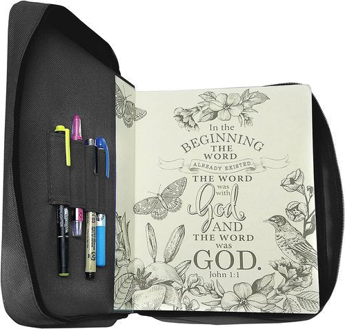Armor of God Bible Cover - Durable Oxford Cloth with Handle & Cross Emblem | Large & XL, Black & Lavender