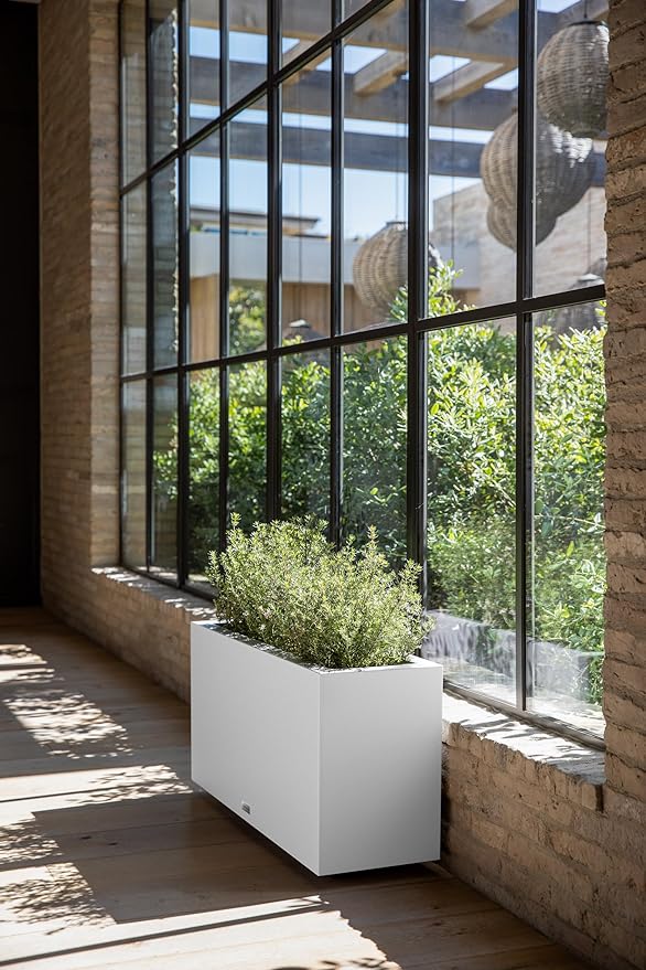 Veradek Block Series Long Box Planter - Large Rectangular Planter for Indoor or Outdoor Patio/Porch | Durable All-Weather Use with Drainage Holes | Modern Décor for Tall Plants, Flowers or Shrubs