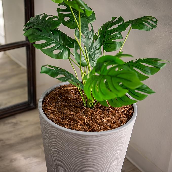 XBrand Modern 28-Inch Tall Round Planter, Modern Tapered Planter Perfect for Indoor & Outdoor Planter, Patio Décor, Set of 2, Gray