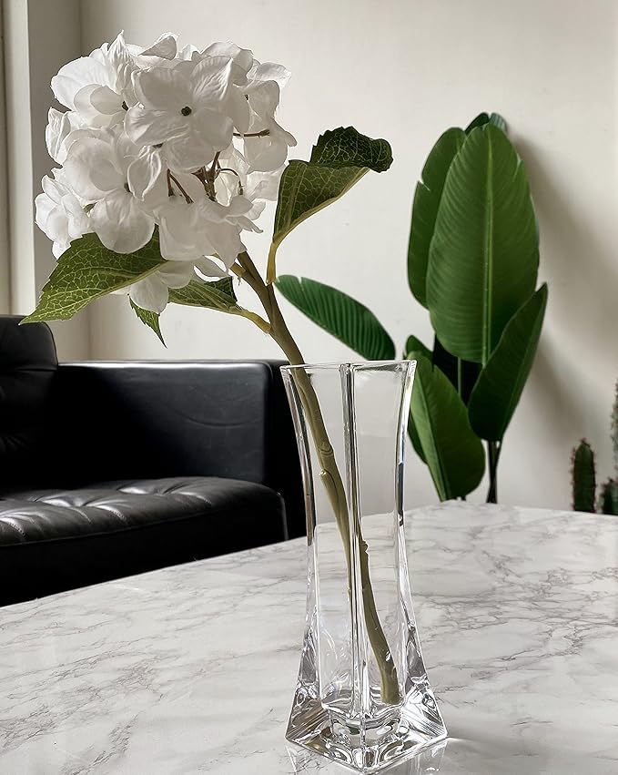KLIFA- Small Acrylic Square Bud Vase, Shatterproof, High Transparency, Plastic Single Stem Vase, Clear, Hight 7.48 inch, 1 pc