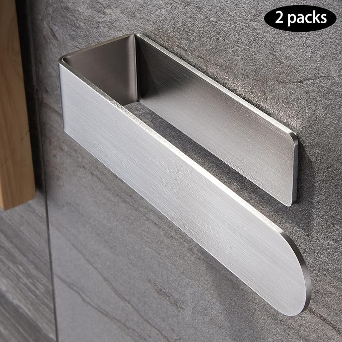 Taozun Hand Towel Holder/Towel Bar - Self Adhesive Hand Towel Rack Stainless Steel Towel Ring for Bathroom Kitchen, 2 Packs