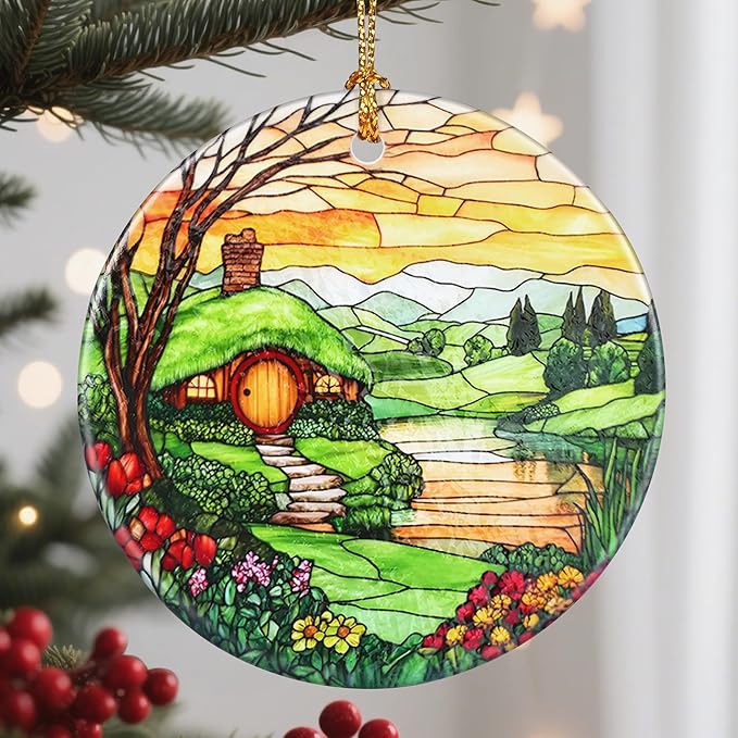 Christmas Ornaments, 2.8 Inch Ceramic Hanging Ornament, Christmas Tree Ornaments, Xmas Decorations, Holiday Decorations, Holiday Party Gifts, and Xmas Gift Ideas - Hobbit House