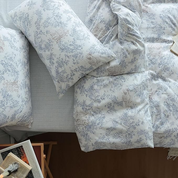 LifeTB Vintage Boho Floral Duvet Cover Twin Chic Flower Print Bedding Set Farmhouse Cabin Country Style Floral Comforter Cover with 2 Pillowcases Cotton Floral Cottagecore Bedding Collection