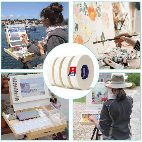 Artist Tape 2 Pack by [Brand Name] - Acid-Free White Masking Tape for Watercolor & Drafting | 0.5" & 1" x 148 FT