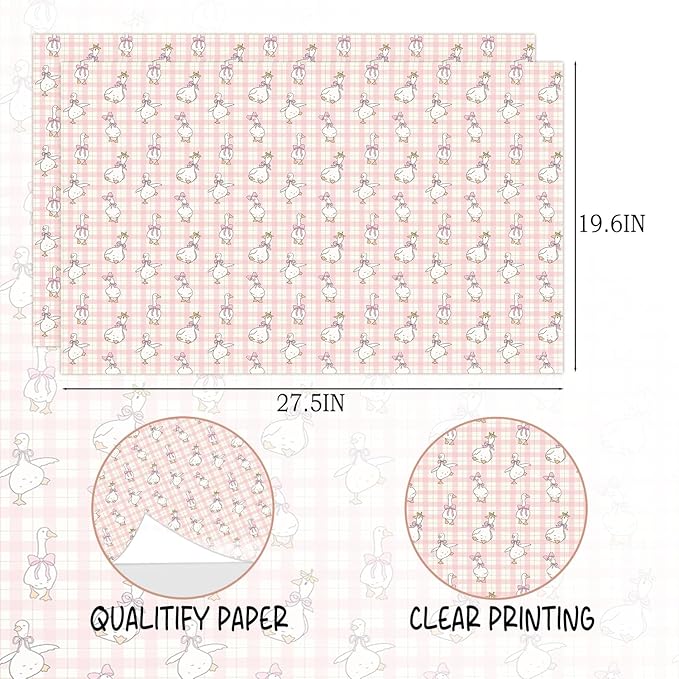 A New Silly Goose Birthday Wrapping Paper, 5 Sheets Pink Goose Coquette Gift Wrapping Paper, Suitable for Birthday, Baby Shower, and Christmas Party, Decorations for Christmas Baby, 27.5 x 19.6 inches