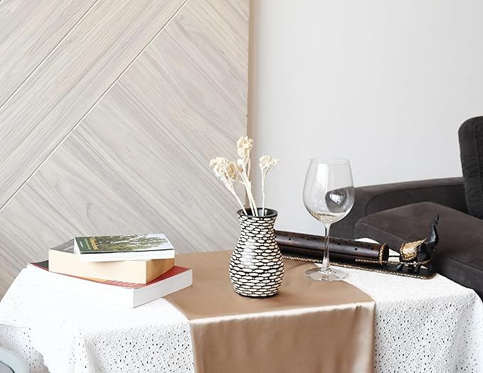 AeraVida Intricate Etched Ovals Mango Wood Vase Dark Brown 6-Inch Handmade Tabletop Flower Holder for Dried or Silk Flowers Rustic Modern Decor Accent for Living Room or Office