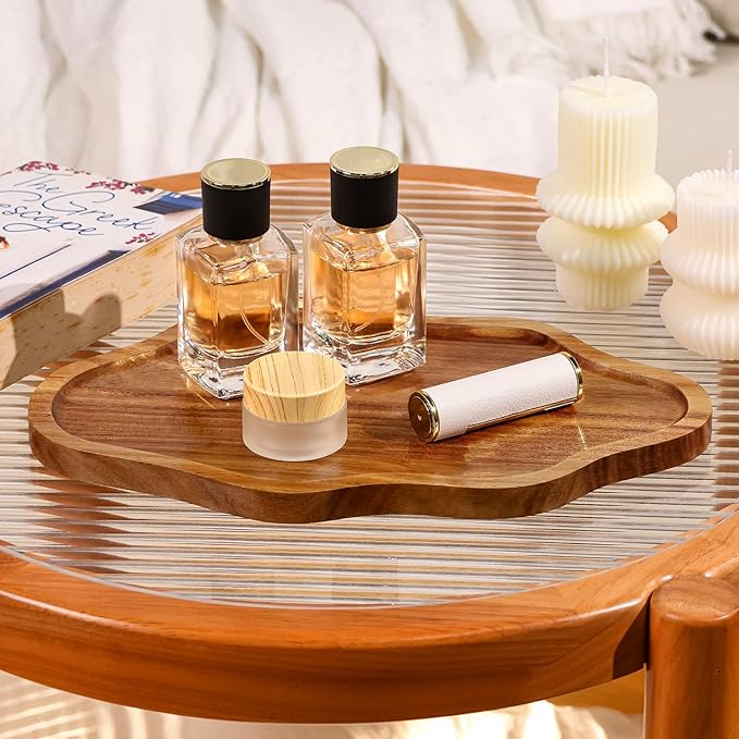 Small Decorative Tray Wood Decorative Serving Tray for Candles Perfume, Cloud Wooden Jewelry Tray Trinket Dish, Wooden Trays for Coffee Table Home Decor