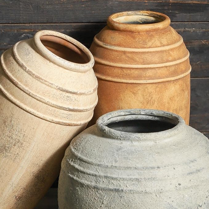Large Ceramic Vase, 12.87 inch Tall Flower Vase for Home Decor, Vintage Retro Farmhouse Table Vases, Dining Table, Living Room, Kitchen, Office Decoration