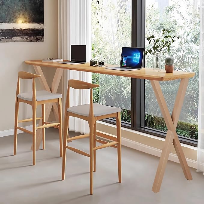 40" Wood Furniture Legs, Bench, Desk and Coffee Table Replacement Legs, Heavy Duty Furniture Feet, Square Unfinished Wooden Legs Set of 2, Home DIY Legs with Adjustable Levelers Screw-X Design