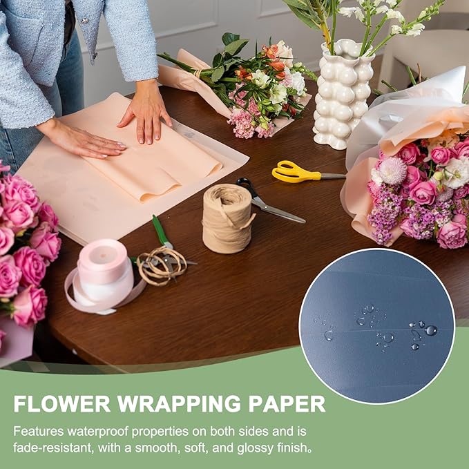 PATIKIL Flower Gift Wrapping Paper, 20 Sheets Double Sided Waterproof Bouquet Paper Wrap Florist Packaging Floral Papers for Wedding DIY Craft Valentine Mother's Day, Dark Blue