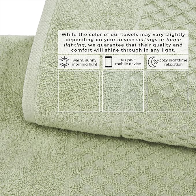 Great Bay Home Hand Towels - 100% Cotton 6 Pack 26x16 Hand Towel Set - Absorbent, Durable, Quick-Dry Towels for Bathroom (Pale Green)