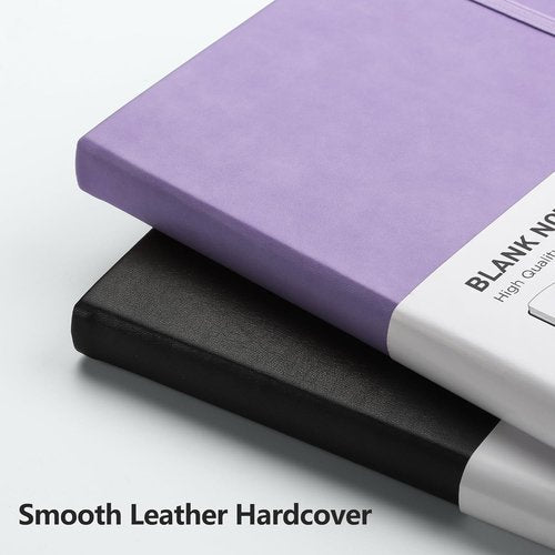 RETTACY A5 Leather Hardcover Blank Journal - 192 Pages of Thick 100 GSM Paper for Sketching & Drawing | Purple