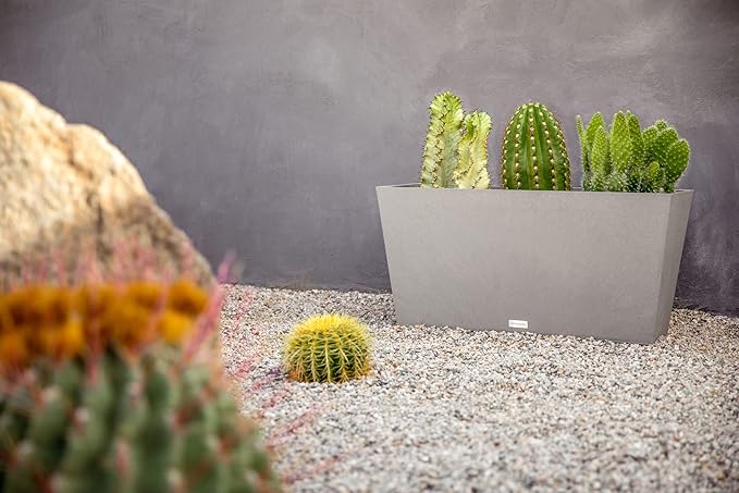 Veradek Pure Series Midori Trough Planter - Large Rectangular Planter for Indoor or Outdoor Deck/Porch | Durable All-Weather Use with Drainage Holes | Modern Decor for Shrubs, Flowers, Small Plants