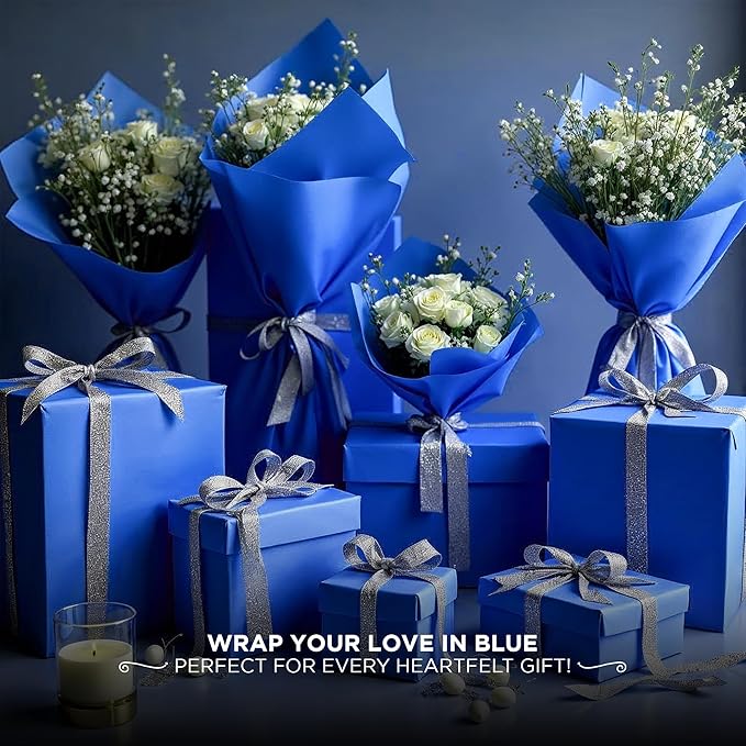 SANZIX 150 Sheets Blue Tissue Paper for Gift Bags Bulk 14x20 Inch- Blue Christmas Tissue Paper Sheets for Elegant Gift Wrapping, Bouquet, Baby Shower, Christmas Gifts, DIY, Holiday & Xmas Decorations