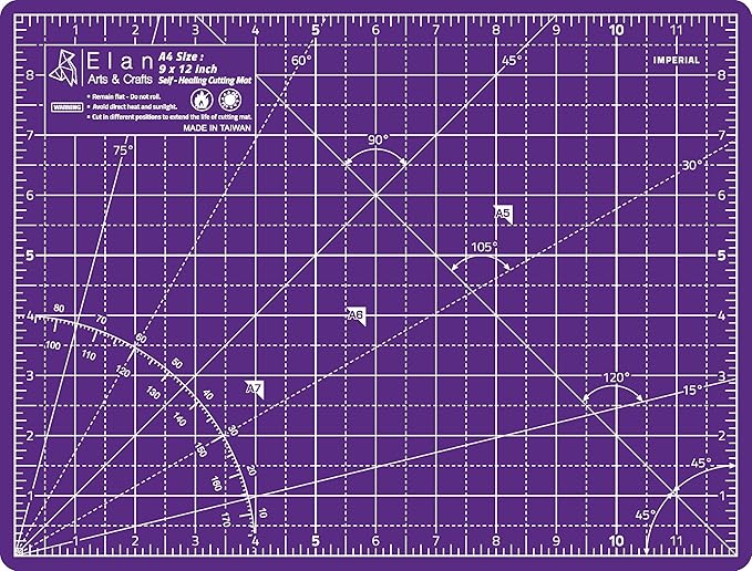 Elan Cutting Mat A4 Pink & Purple, Self Healing Cutting Mat 9x12 Inch, 5-Ply Craft Board Pink, Hobby Board for Crafts 9x12 Inch